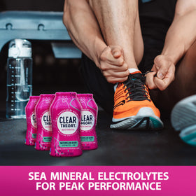 Clear Theory watermelon berry flavor poured over ice for a refreshing taste