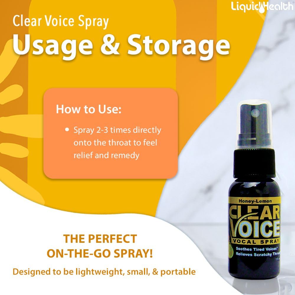 Packaging display of Clear Voice Honey Lemon spray for on-the-go use