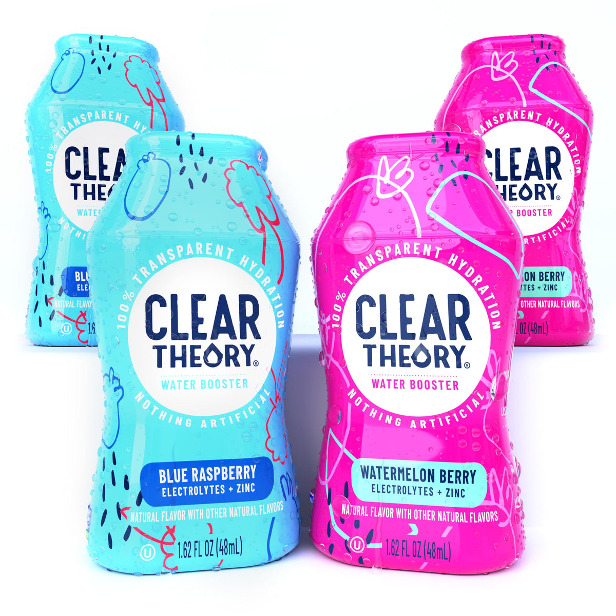 Clear Theory Water Flavoring Drops being poured for on-the-go hydration.