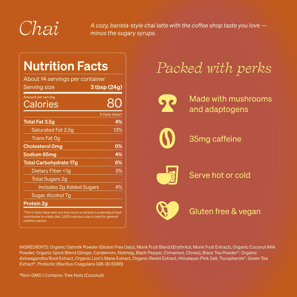 Clevr Chai Tea Latte powder scoop used for quick, energy-friendly mornings.