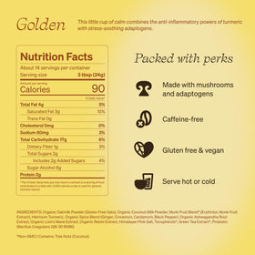Clevr golden milk latte mix pouring into a cup for barista style home drinks