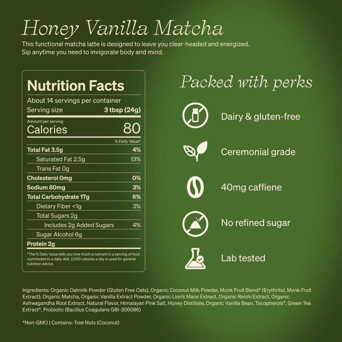 Hot latte in a mug using Clevr Honey Vanilla Matcha SuperLatte for smooth energy.