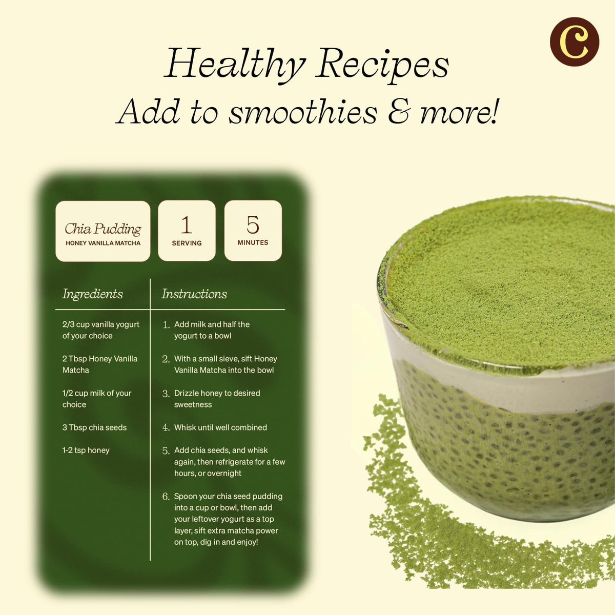 Ingredient lineup featuring matcha, coconut cream, and oat milk powder in Clevr SuperLatte.