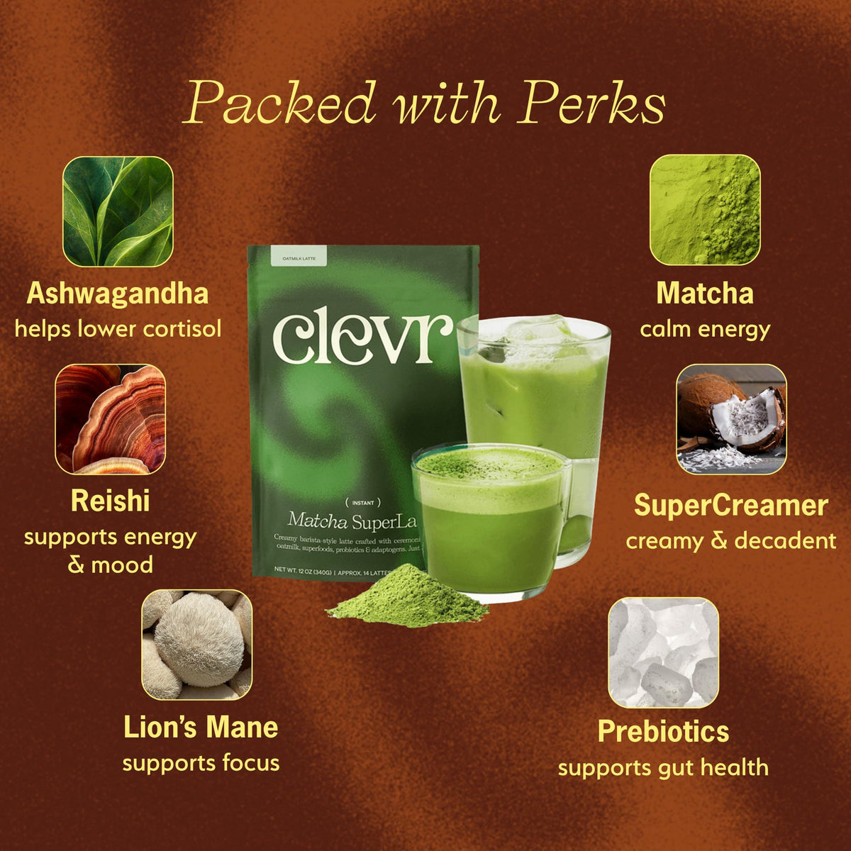 Clevr Matcha SuperLatte latte-foam close-up showing creamy texture.