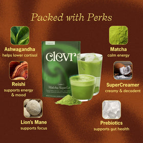 Clevr Matcha SuperLatte latte-foam close-up showing creamy texture.