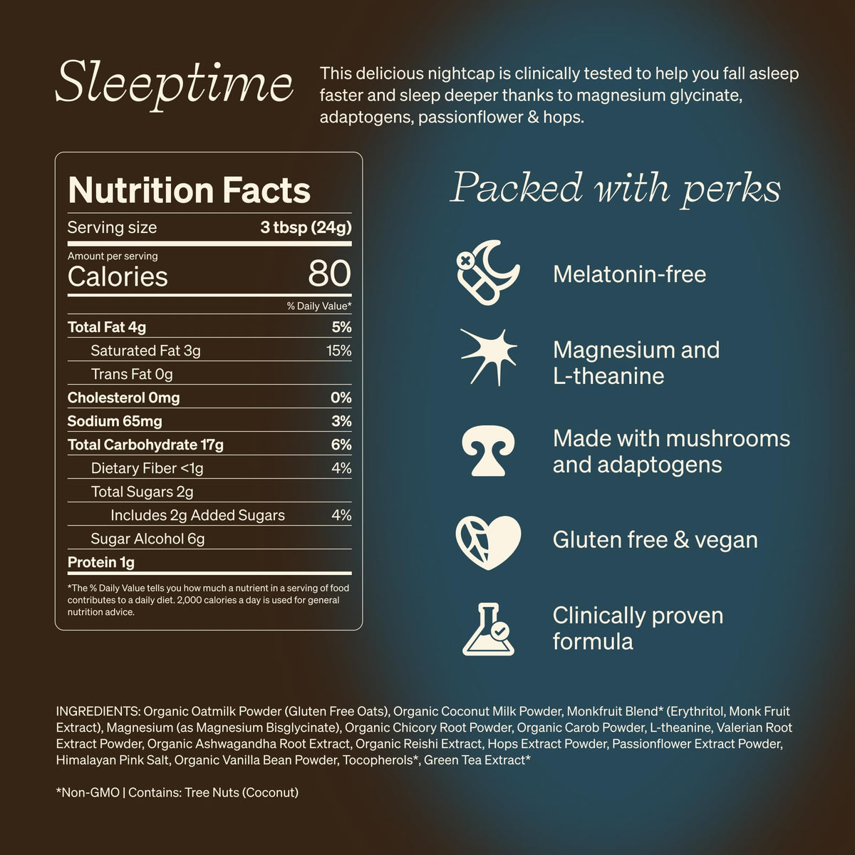 Clevr Sleeptime vanilla cappuccino powder image to evoke cozy evenings