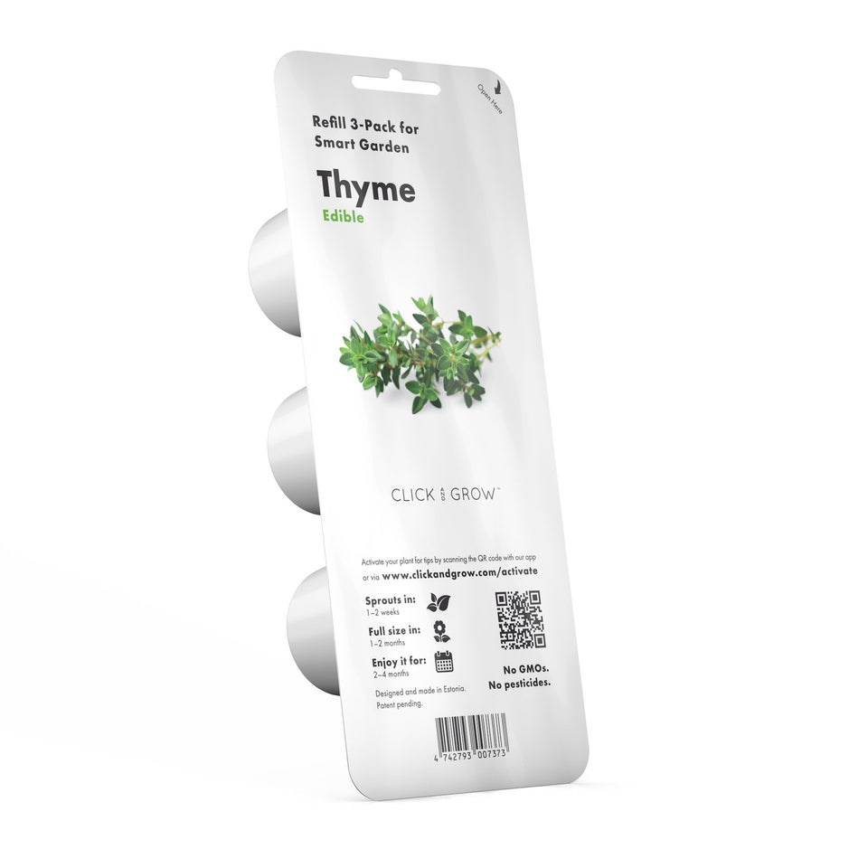 Click and Grow thyme pods packaging ready for home gardening joy