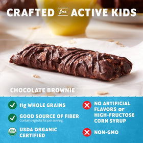 Clif Kid ZBar Chocolate Brownie showcases 11g whole grains from organic oats.