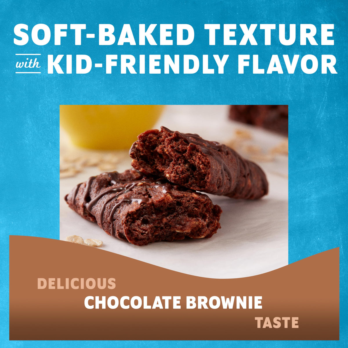 Close-up of rolled oats and chewy texture in Clif Kid ZBar Chocolate Brownie.