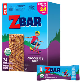 Clif Kid ZBar Chocolate Chip soft-baked bar close-up showing chewy texture for lunchbox energy