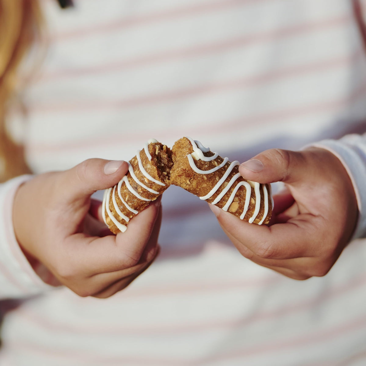 Kids grabbing ZBar Iced Oatmeal energy snack during activity