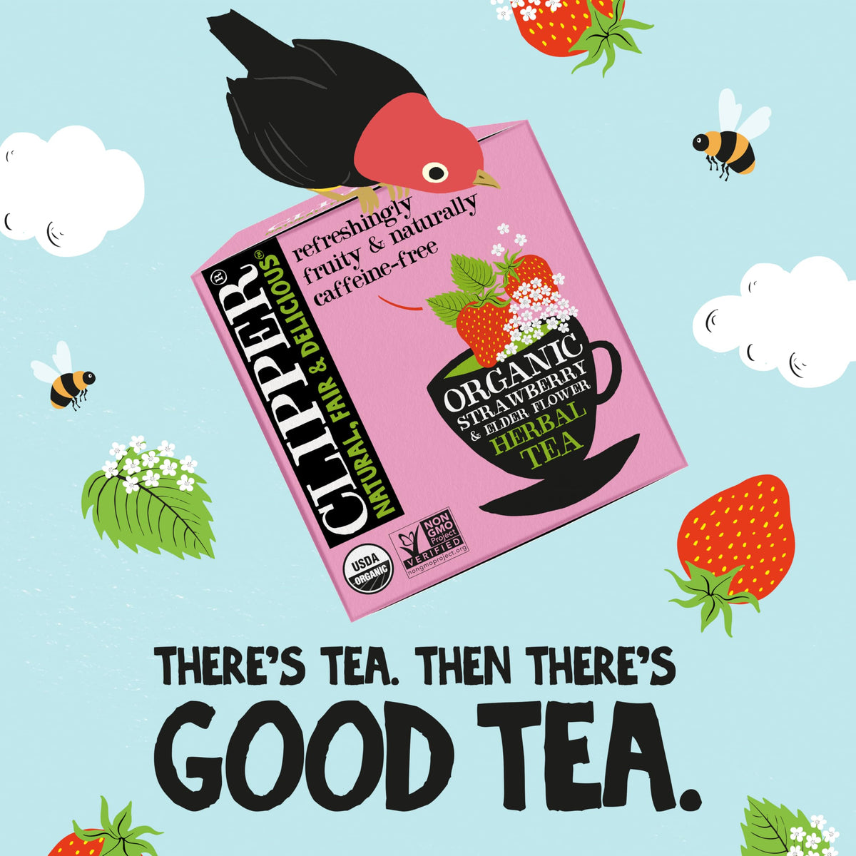 Clipper Tea hot brewed tea in cup with inviting aroma