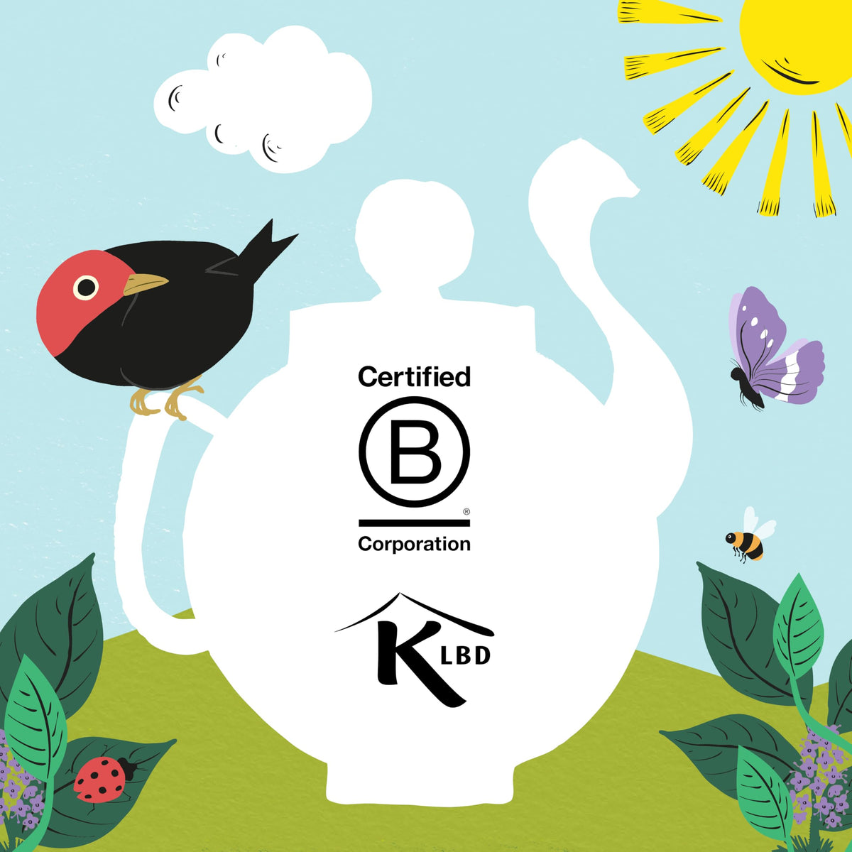 Clipper Tea fair trade symbol close-up on mint teabags, aligning with responsible sourcing.