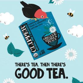 Clipper Tea Snore and Peace organic-fairtrade-seal signals ethical sourcing.