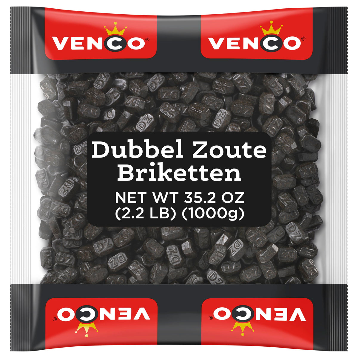 Cloetta Venco Dutch double salted licorice brick, bold bite for licorice lovers.