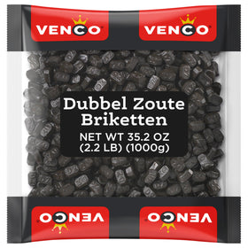 Cloetta Venco Dutch double salted licorice brick, bold bite for licorice lovers.