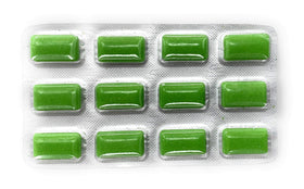 Cloret's Plus Mint gum open pack with pieces ready to pop in.