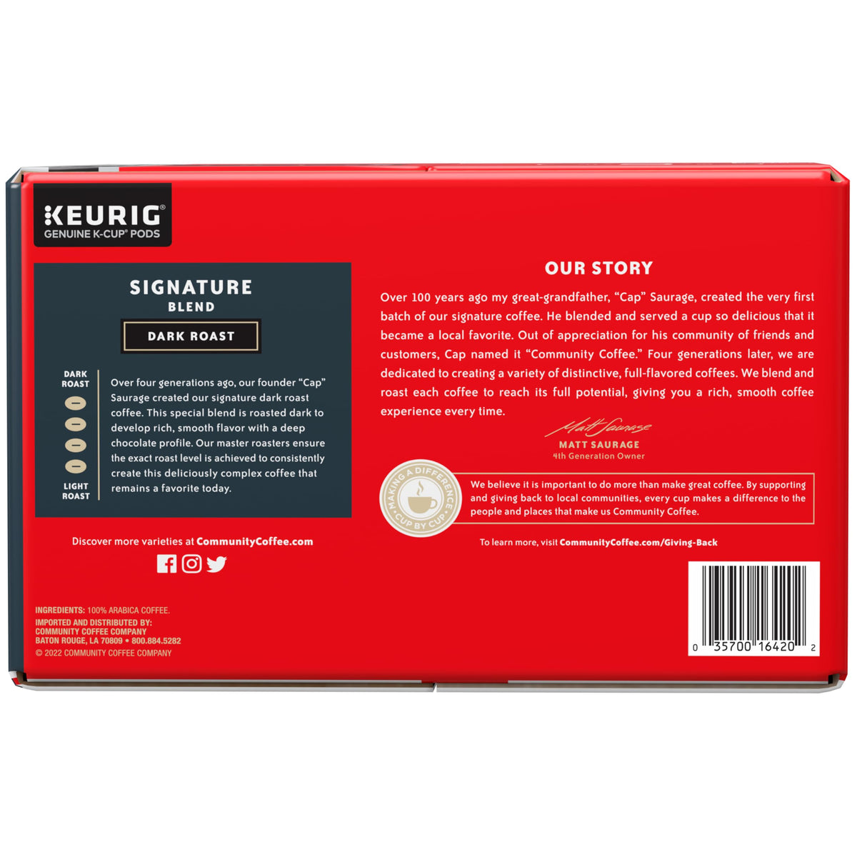 Closeup shows the inviting aroma of Community Coffee Signature Blend.