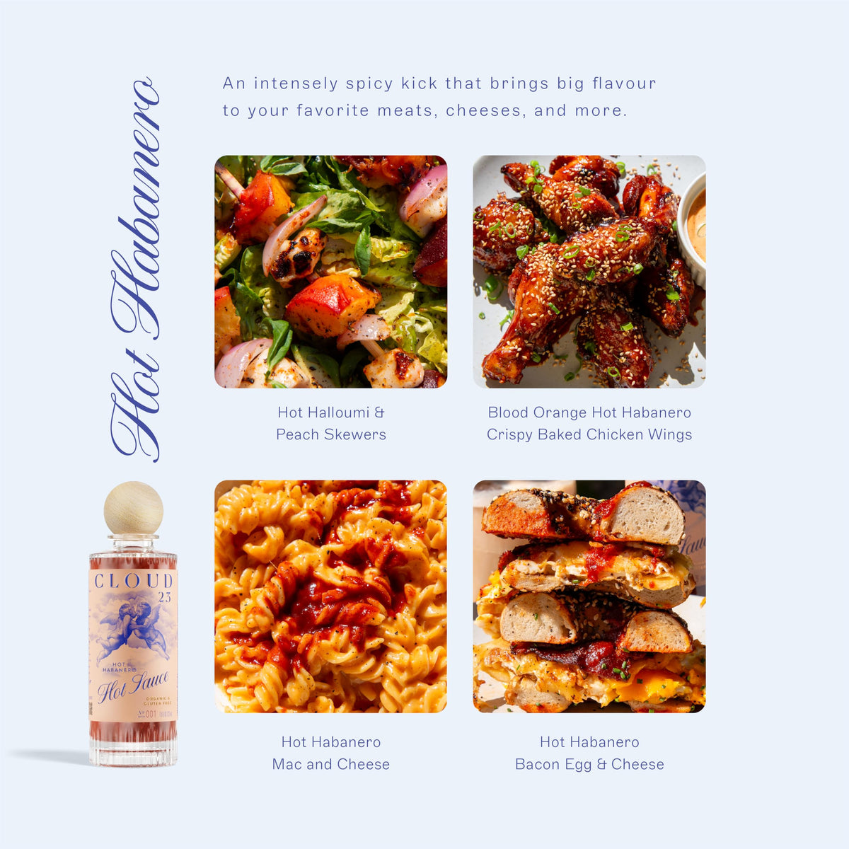 Cloud23 hot sauce poured over grilled veggies capturing tangy lemon zest