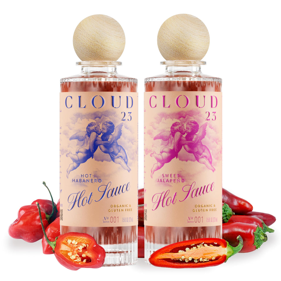 Cloud23 Hot Sauce Variety Pack bottle pour highlighting bold habanero heat with citrus tang