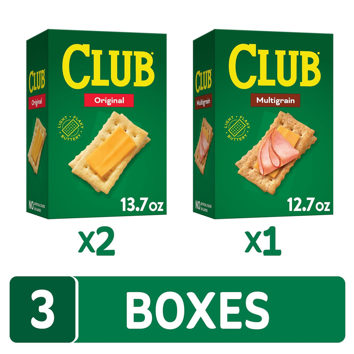 Club Crackers Multigrain cracker with wholesome crunch for snacking.
