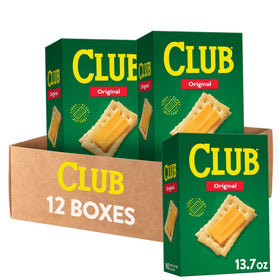 Club Crackers Original box shown, convenient pantry staple for on-the-go snacking