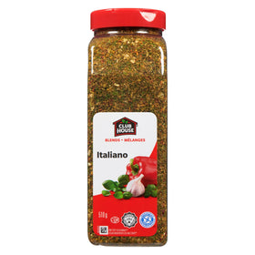 Club House Italiano One Step Seasoning bottle on counter for quick flavor.