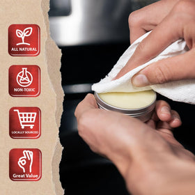 CM SCRUBBER Knapp seasoning wax uses grapeseed and canola oils plus beeswax.