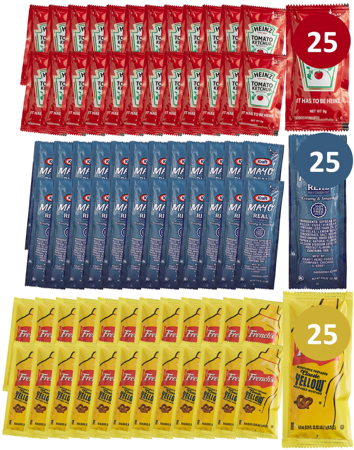 CMC Products 75-pack condiment set with ketchup packets for quick meals on the go.
