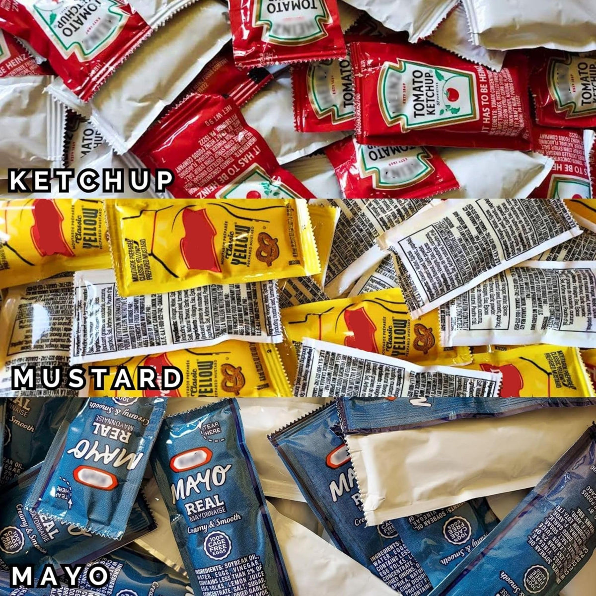CMC Products individually bagged ketchup packets for organized, mess-free transport.