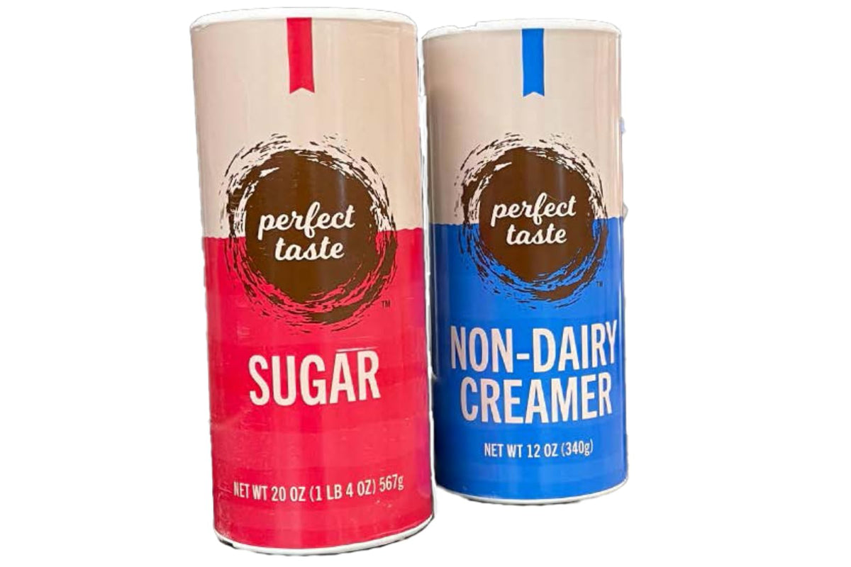 CMC Products Perfect Taste creamer 12 oz canister, smooth, dairy-free texture for hot drinks.