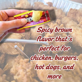 Portable condiment pack for picnics, camping, and office lunches.