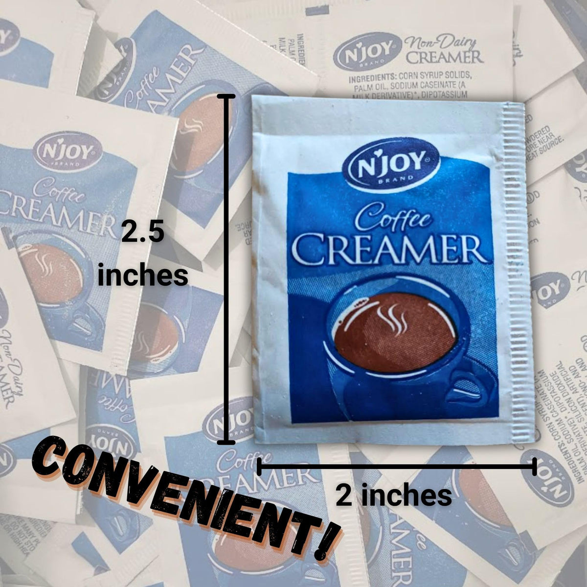 CMC Products single-serve creamer packets for coffee and tea.