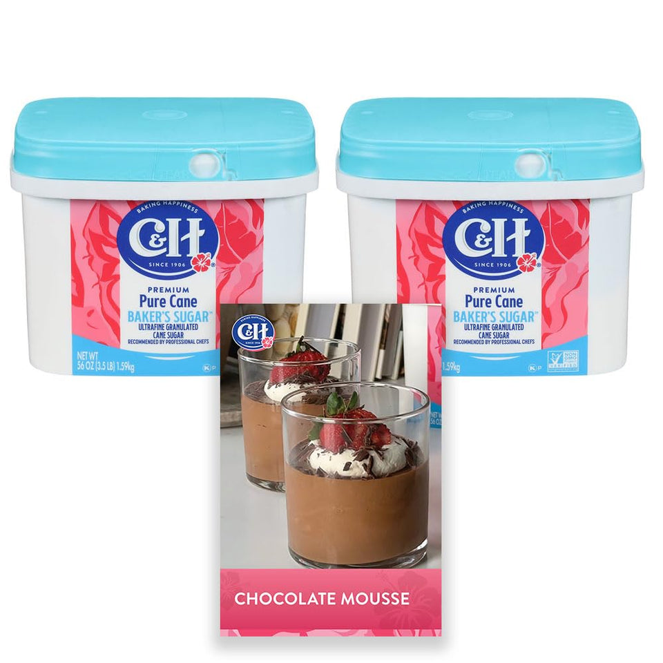 C&amp;H Ultrafine Sugar tub front view with flip lid for quick scooping.
