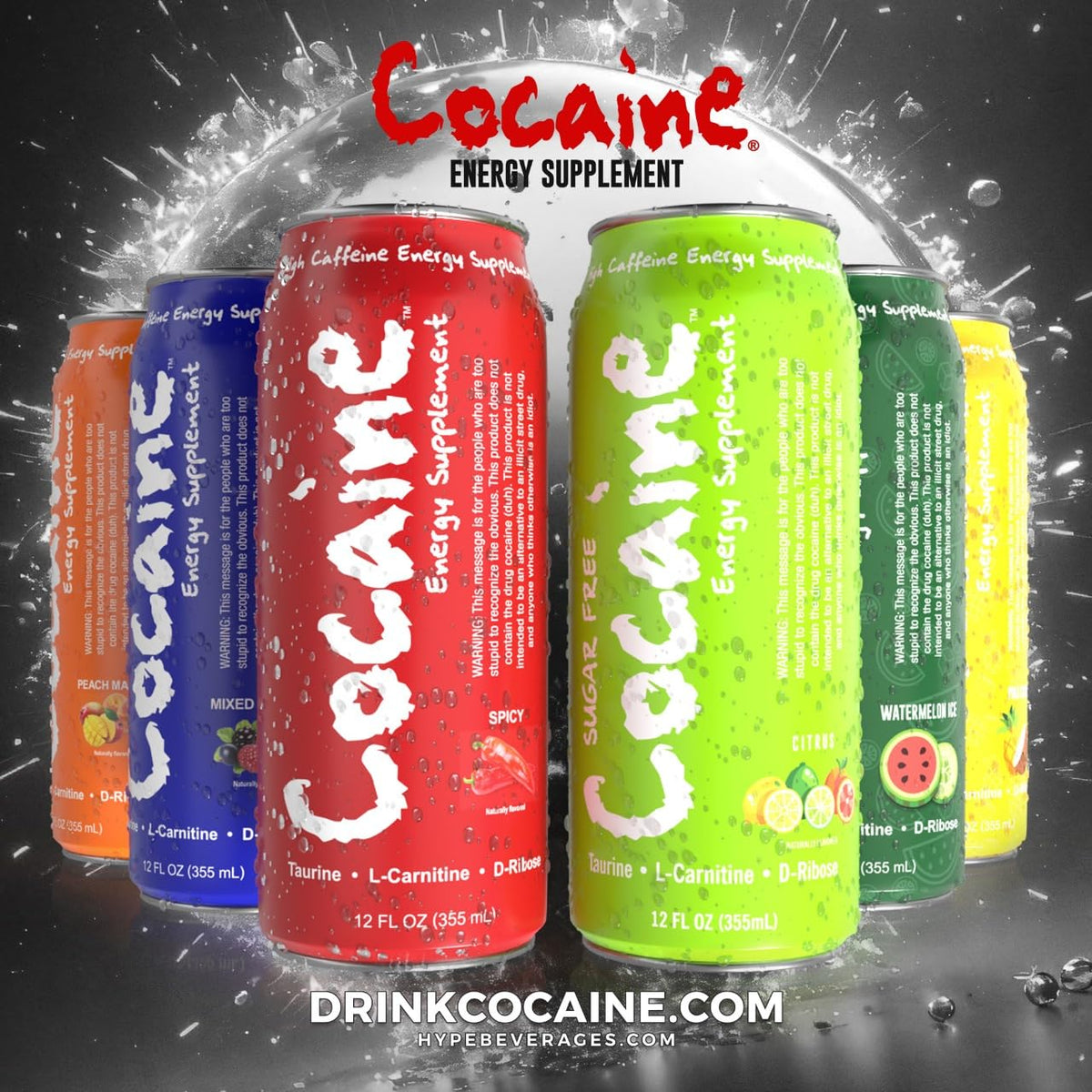 Coacaine Peach flavor can with bold taste for focus.