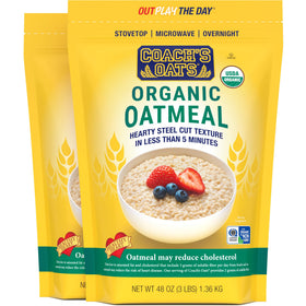 COACH'S OATS organic oatmeal bags in pantry for convenient breakfasts
