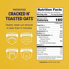 Coach’s Oats cracked n toasted oats in a bowl, rich flavor and texture