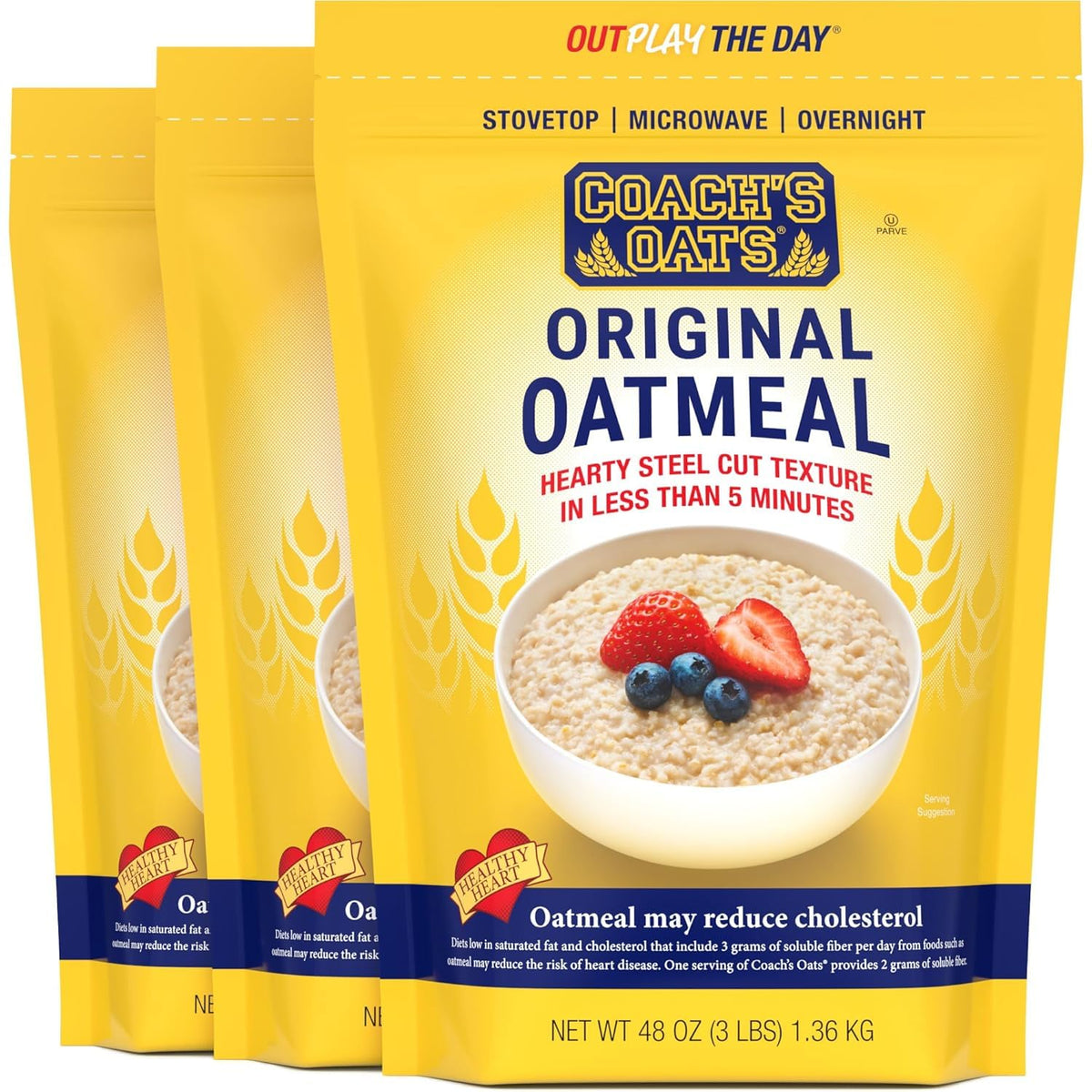 COACH'S OATS whole grain oats pack-3, ready in minutes for a hearty breakfast
