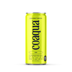 CoAqua coconut water 24-pack on display for daily hydration.