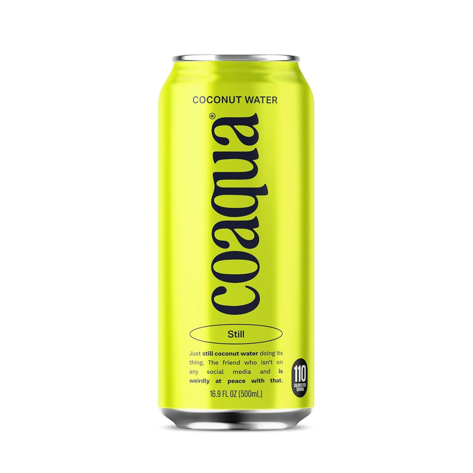 CoAqua coconut water front label highlighting natural hydration