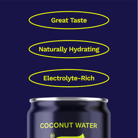 CoAqua Sparkling Coconut Water bottle-closeup emphasizes pure coconut flavor and refreshing finish.