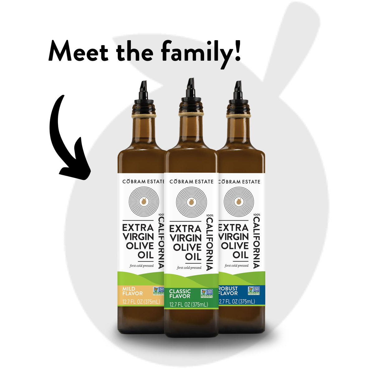 Cobram Estate non-GMO olive oil bottle indicates quality and safety.