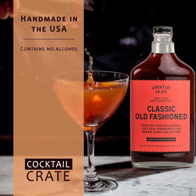 Cocktail Crate Old Fashioned Mixer on a home bar cart.