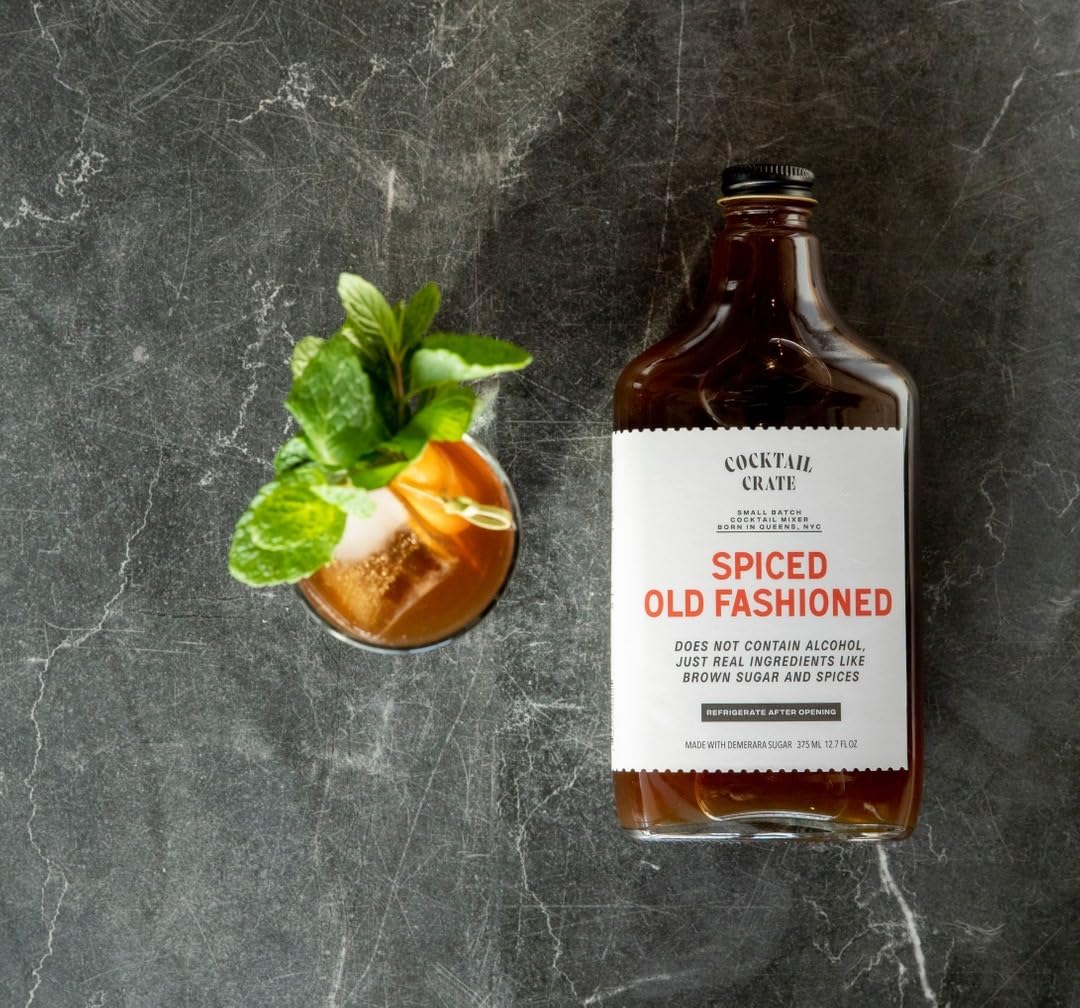 Cocktail Crate Spiced Old Fashioned mixer ingredients close-up highlight natural flavors.