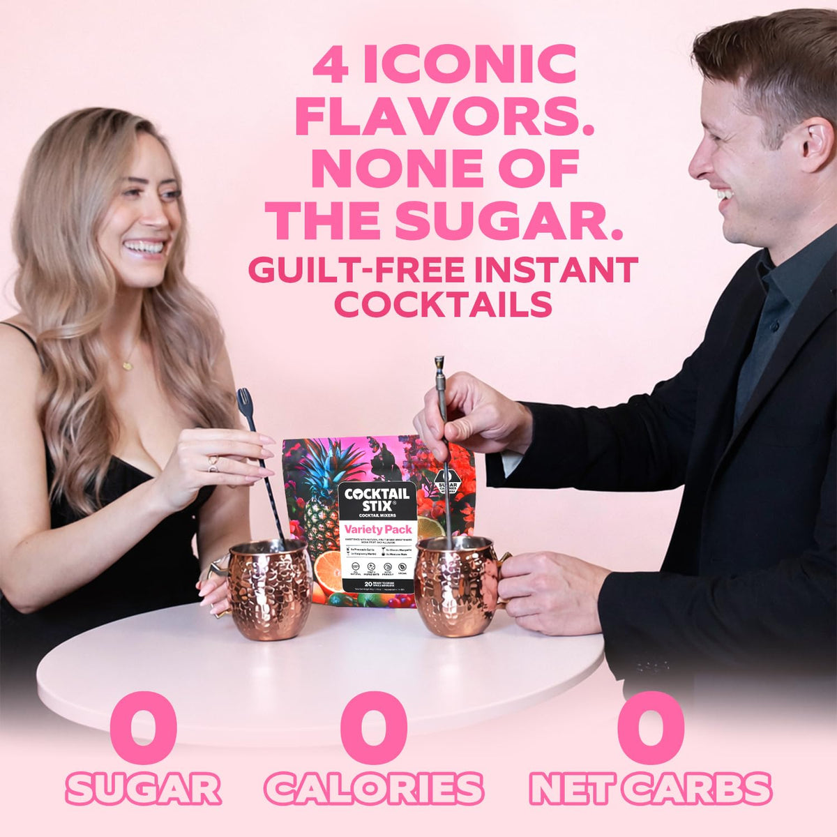 Cocktail Stix Raspberry Martini glass emphasizes fruity flavor with zero calories.