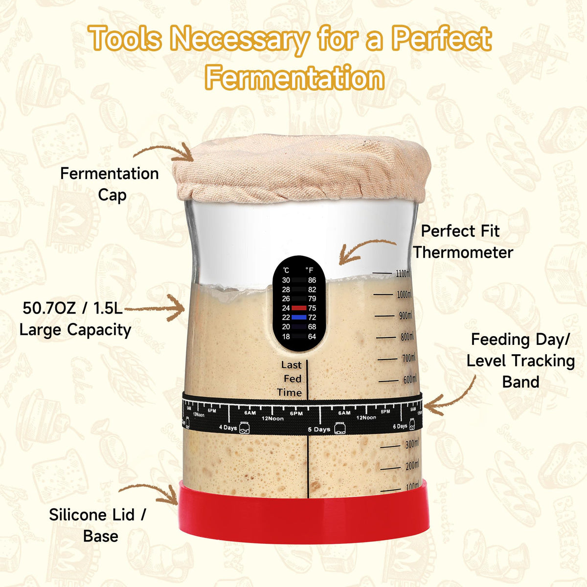 Coco Bird Pro temperature stickers track fermentation temperature at a glance.