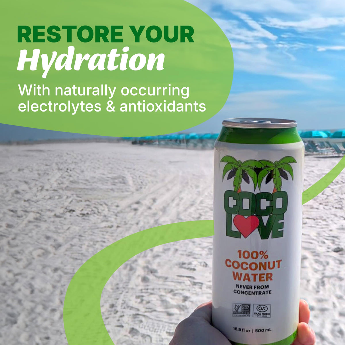 Coco Love coconut water being poured into a glass showcasing authentic flavor.