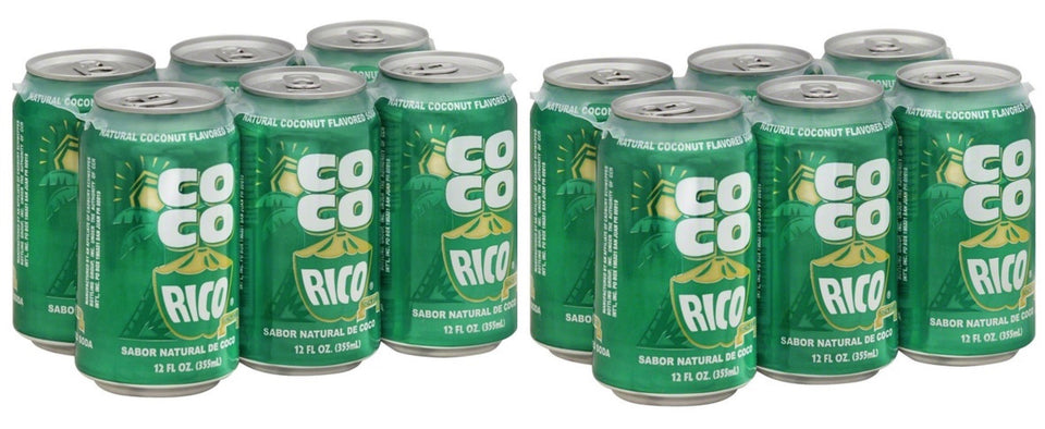Coco Rico natural coconut soda can, 12oz, offering tropical flavor and caffeine-free refreshment.