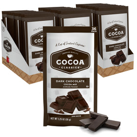 Cocoa Classics dark chocolate cocoa mix packets ready for a rich hot cocoa experience
