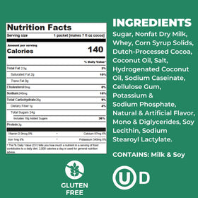 Nonfat milk base highlighted on Cocoa Classics Mint Cocoa Mix label.